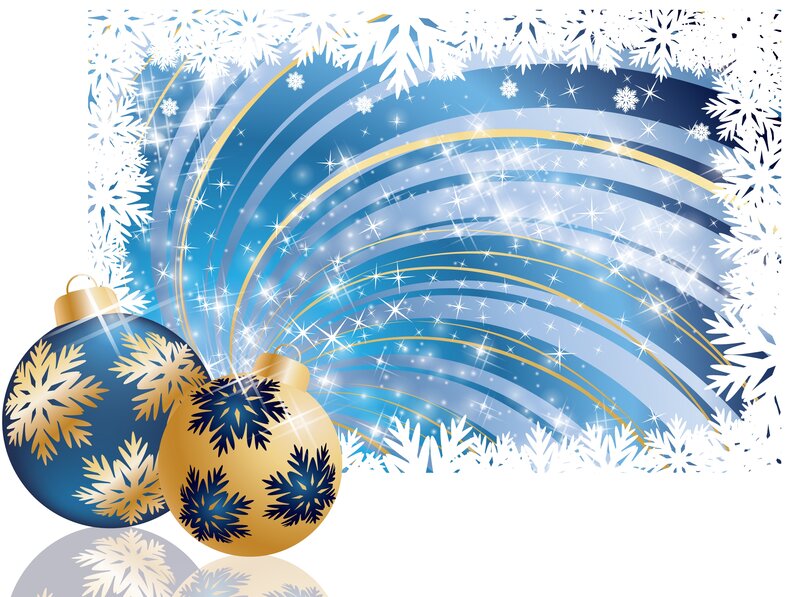 Blue and Gold Ornaments — Festive, Winter, Vector Art