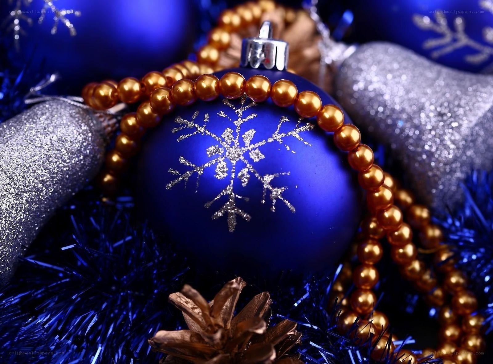 blue and gold ornaments