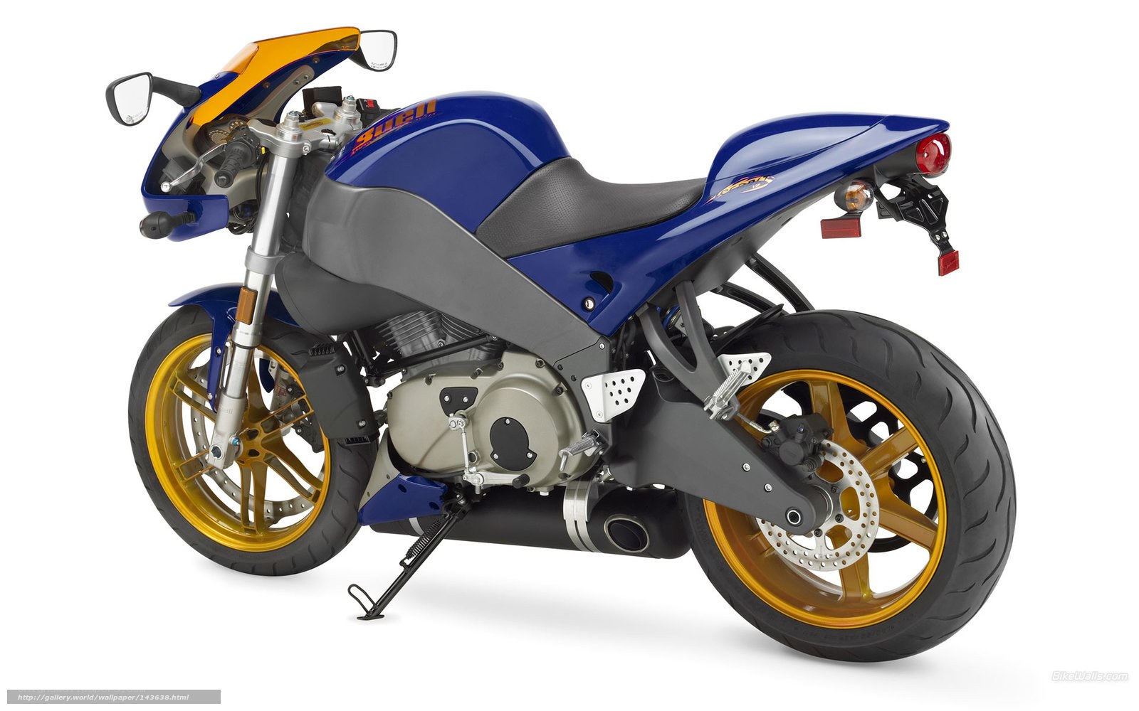 blue and gold sport motorcycle