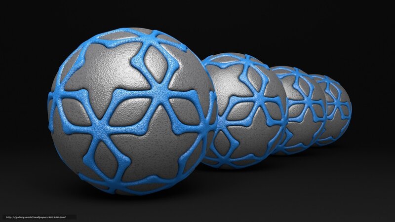 Blue and gray patterned spheres