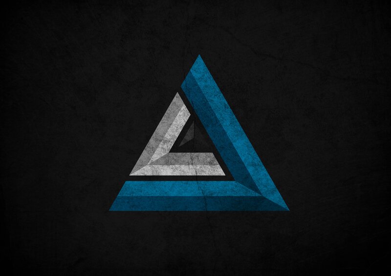 Blue and gray triangle logo