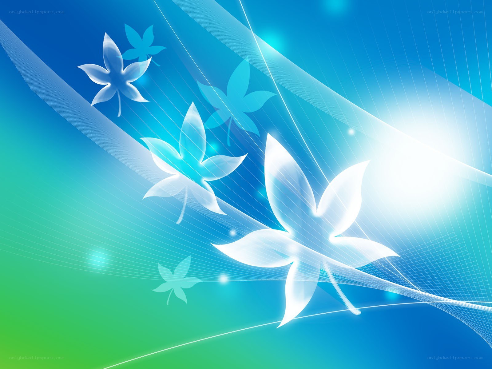 blue and green abstract leaves