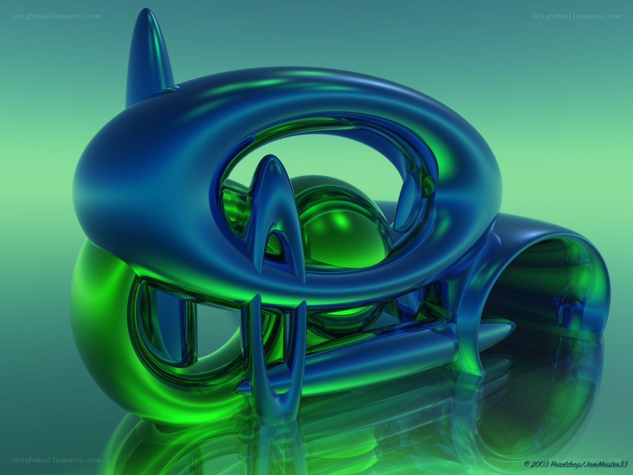 Blue and green abstract sculpture