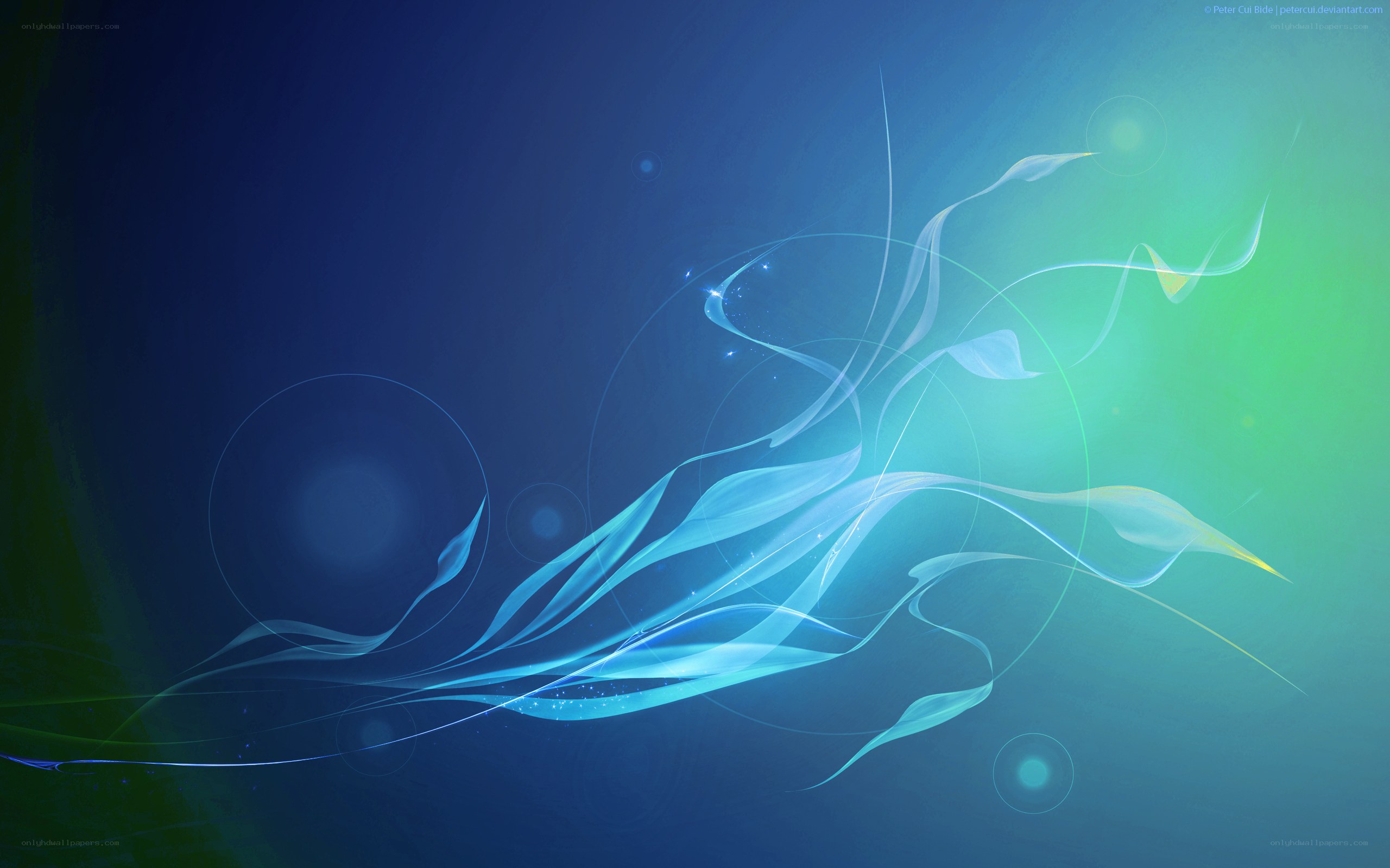 Blue and green abstract waves