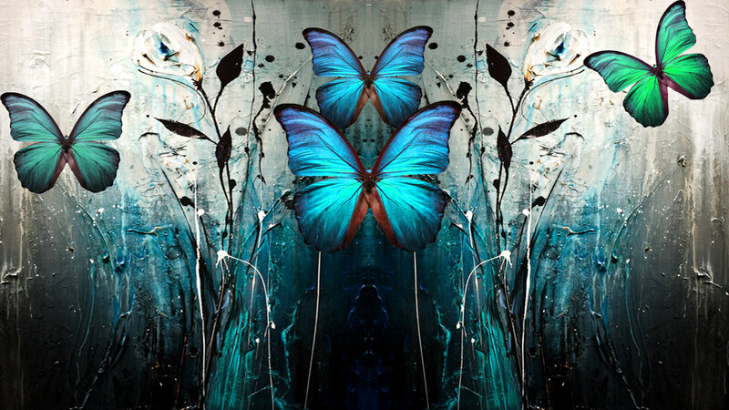 Blue and Green Butterflies — Dramatic