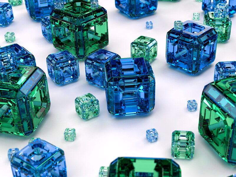Blue and Green Crystal Cubes — Calm
