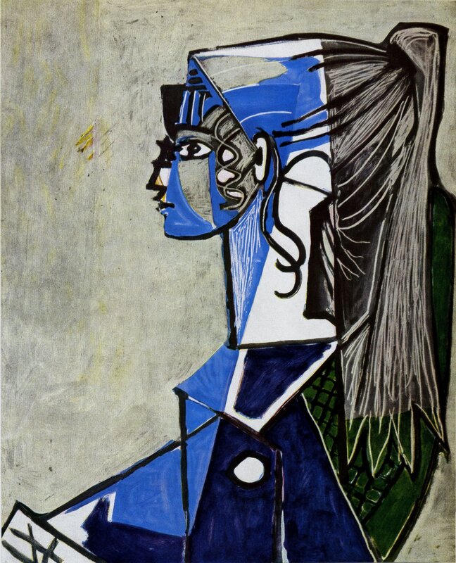 Blue and Green Cubist Portrait