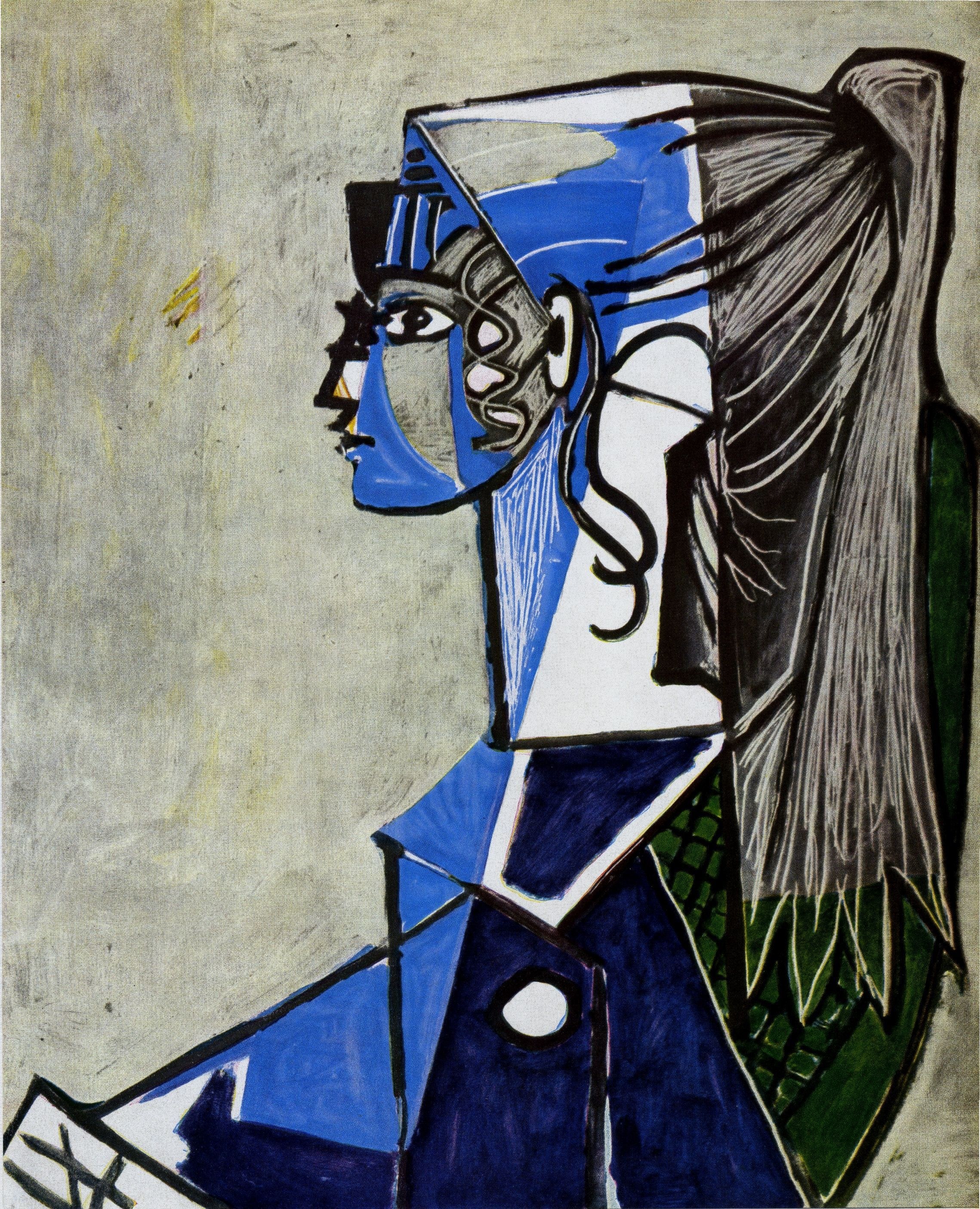 Blue and Green Cubist Portrait