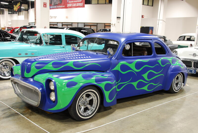 Blue and Green Flame Car