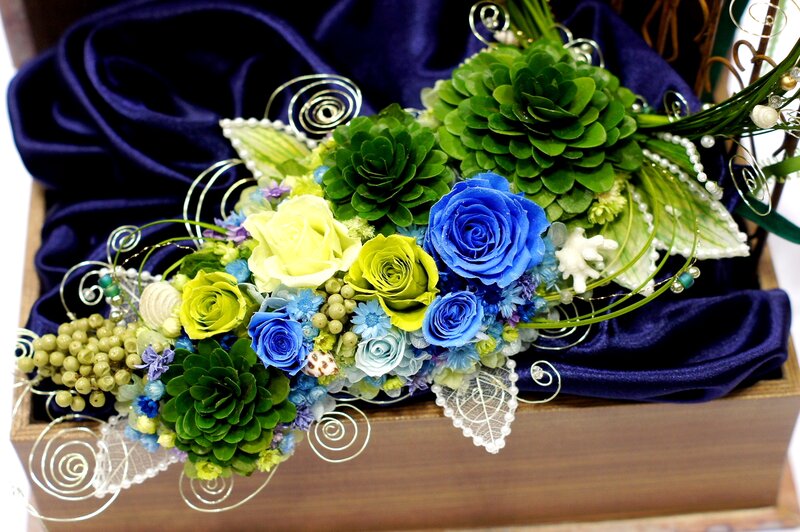Blue and Green Floral Arrangement