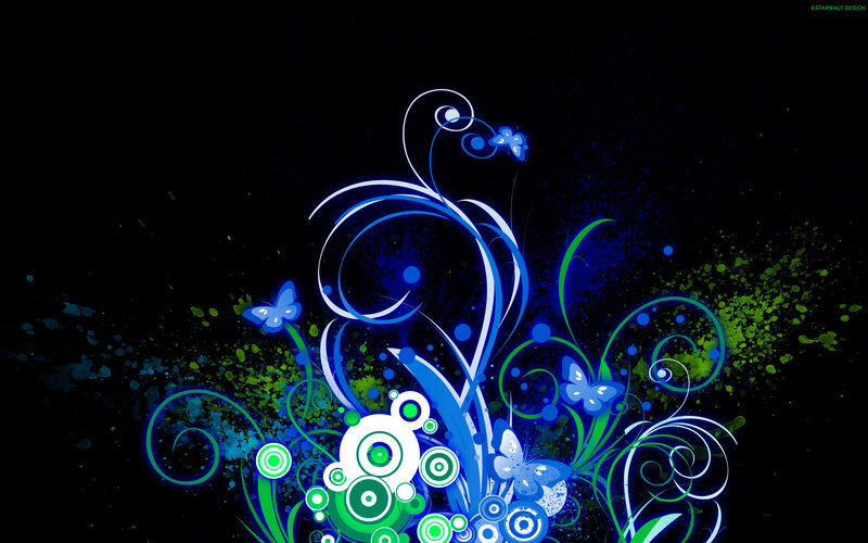 Blue and Green Floral Design