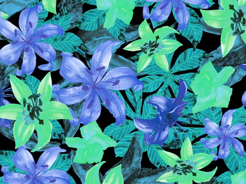 blue and green floral pattern