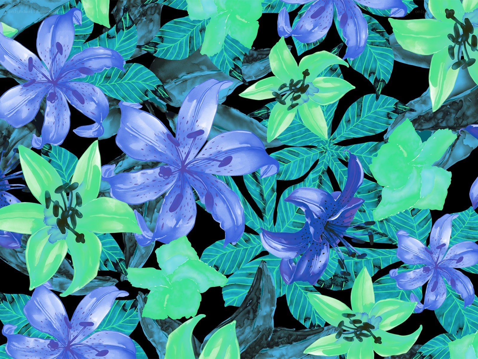 blue and green floral pattern