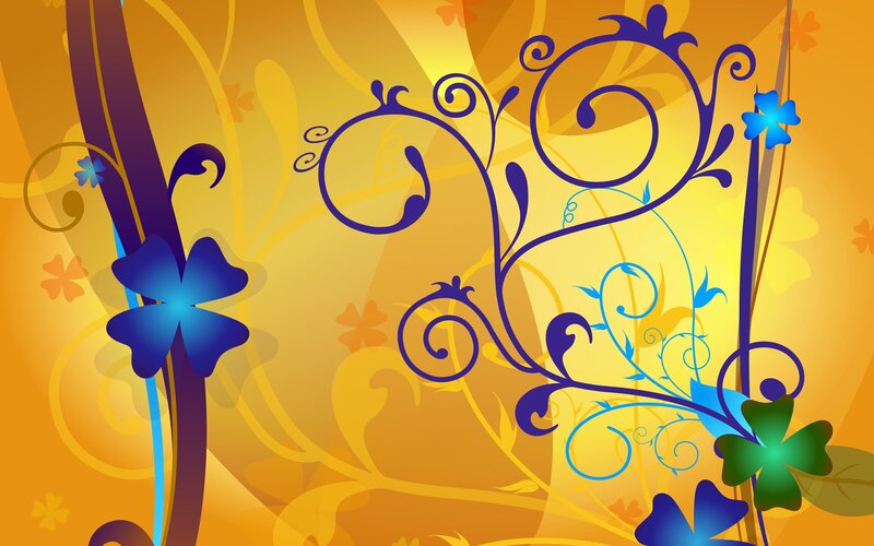 Blue and Green Flowers — Yellow