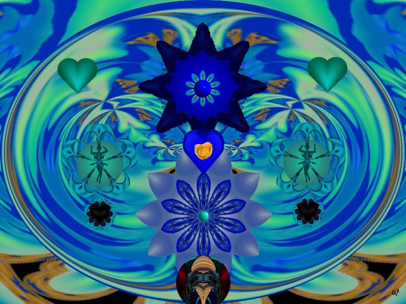 Blue and Green Fractal Design — Hypnotic