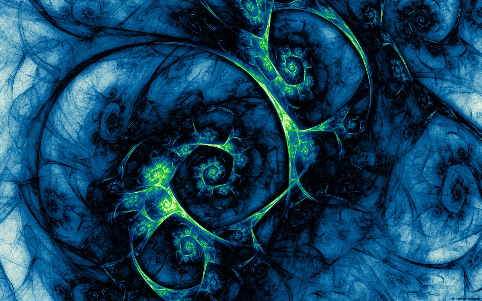 blue and green fractal patterns