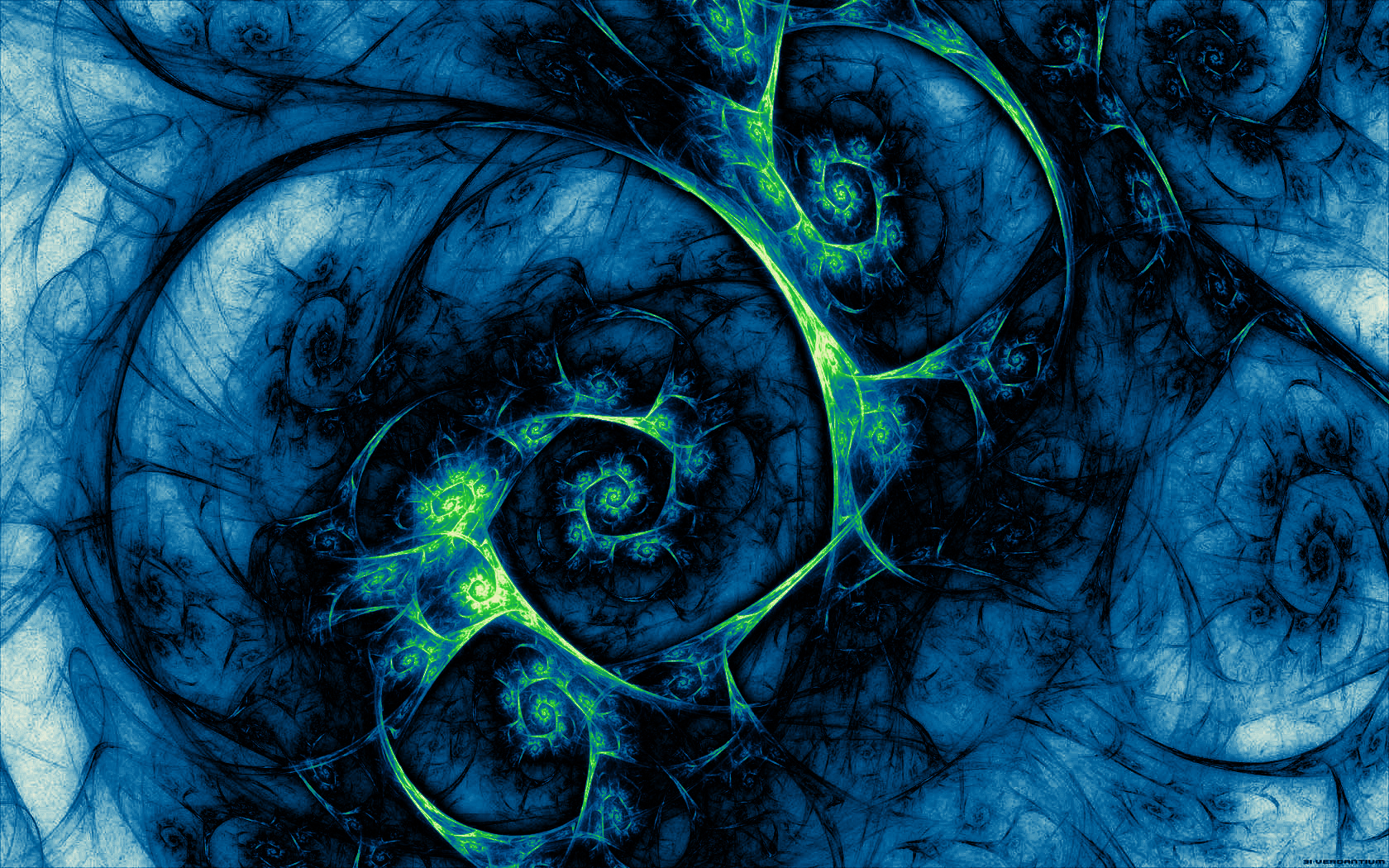 blue and green fractal patterns