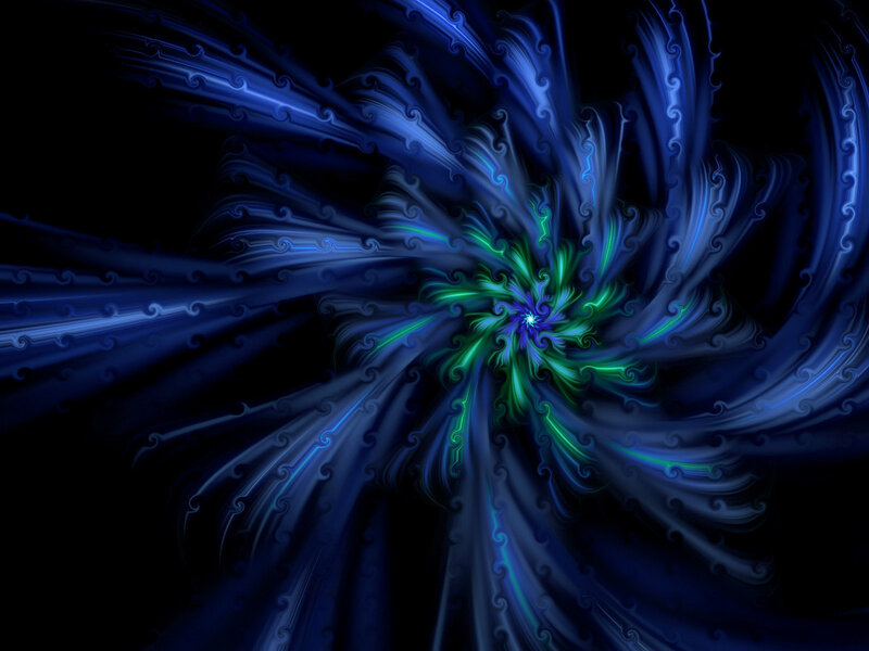 blue and green fractal spiral