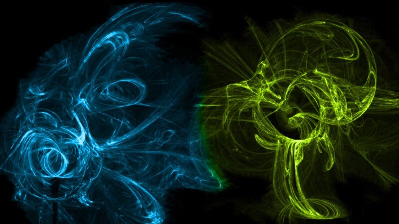 blue and green fractal swirls