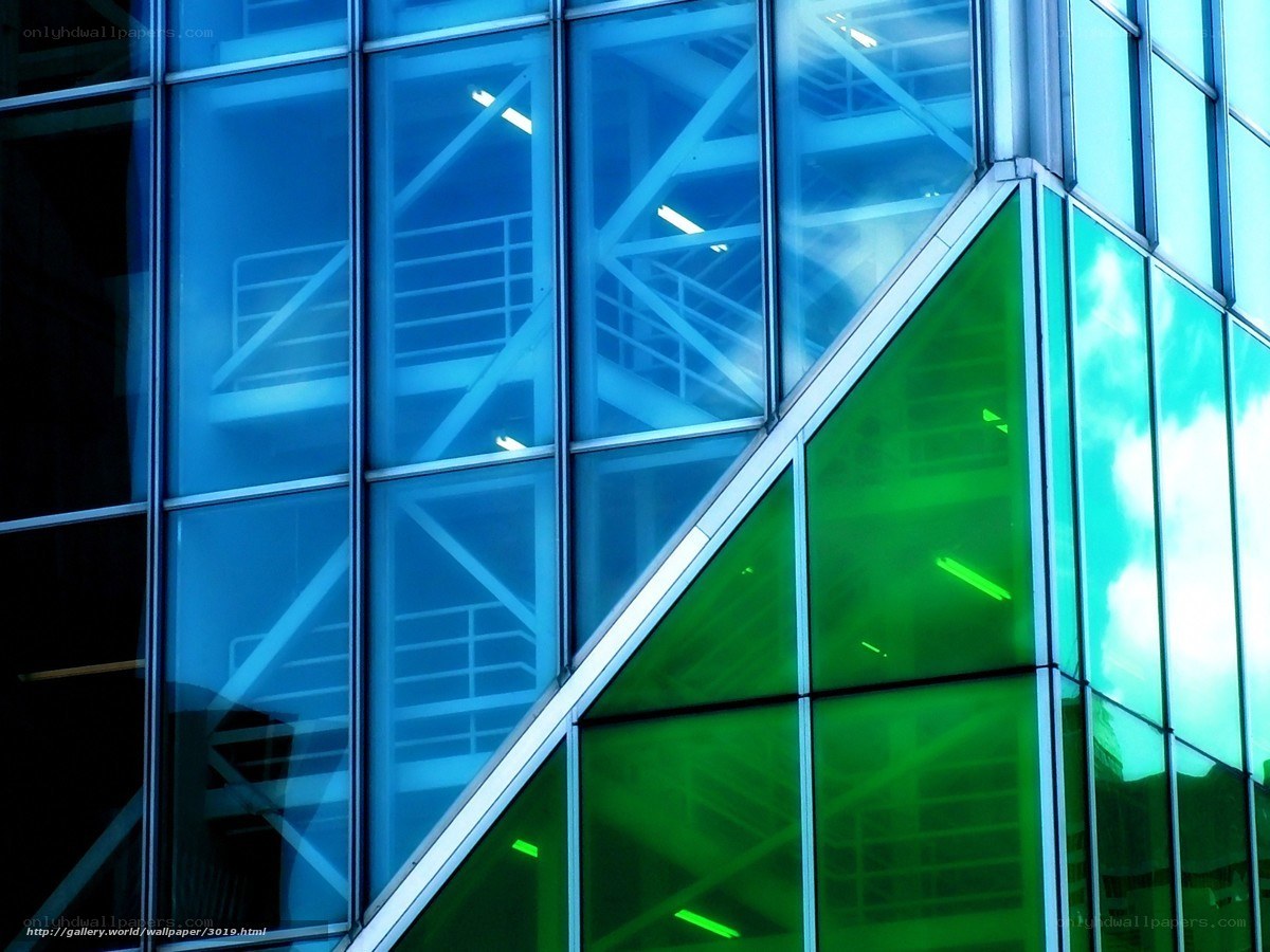 Blue and Green Glass Building