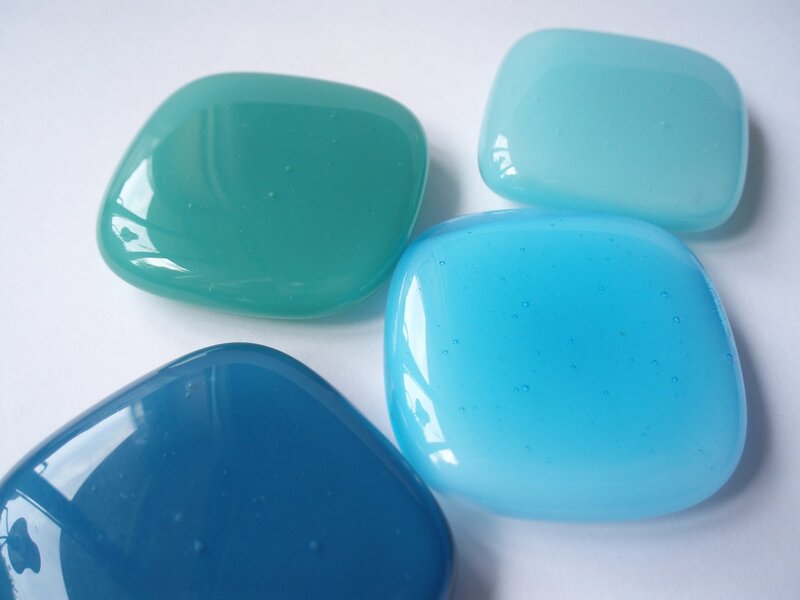 Blue and green glass stones