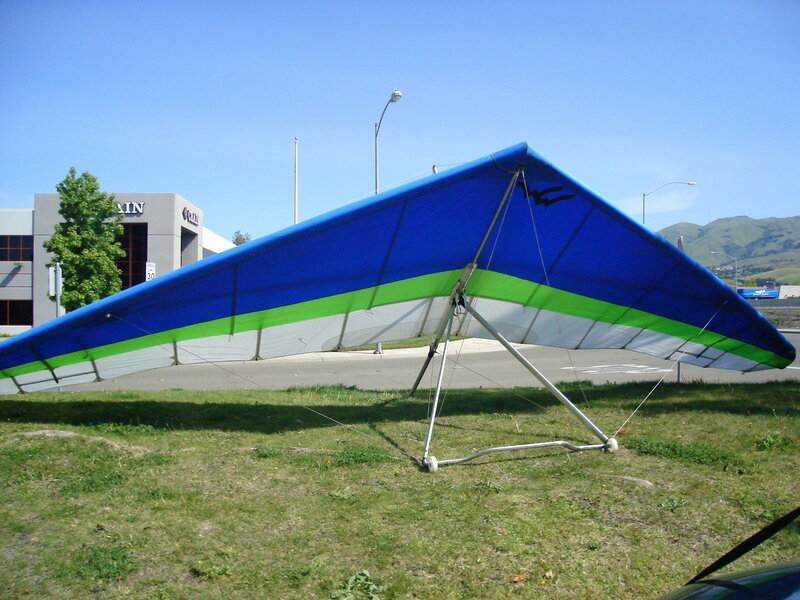Blue and Green Hang Glider