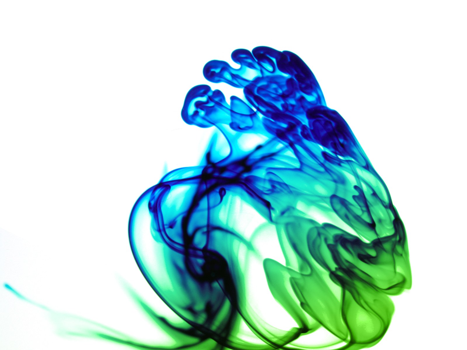 blue and green ink swirl