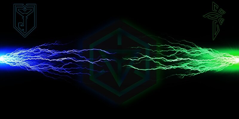 Blue and Green Lightning