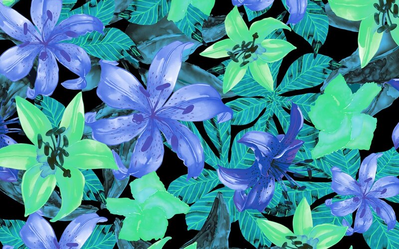 Blue and Green Lilies