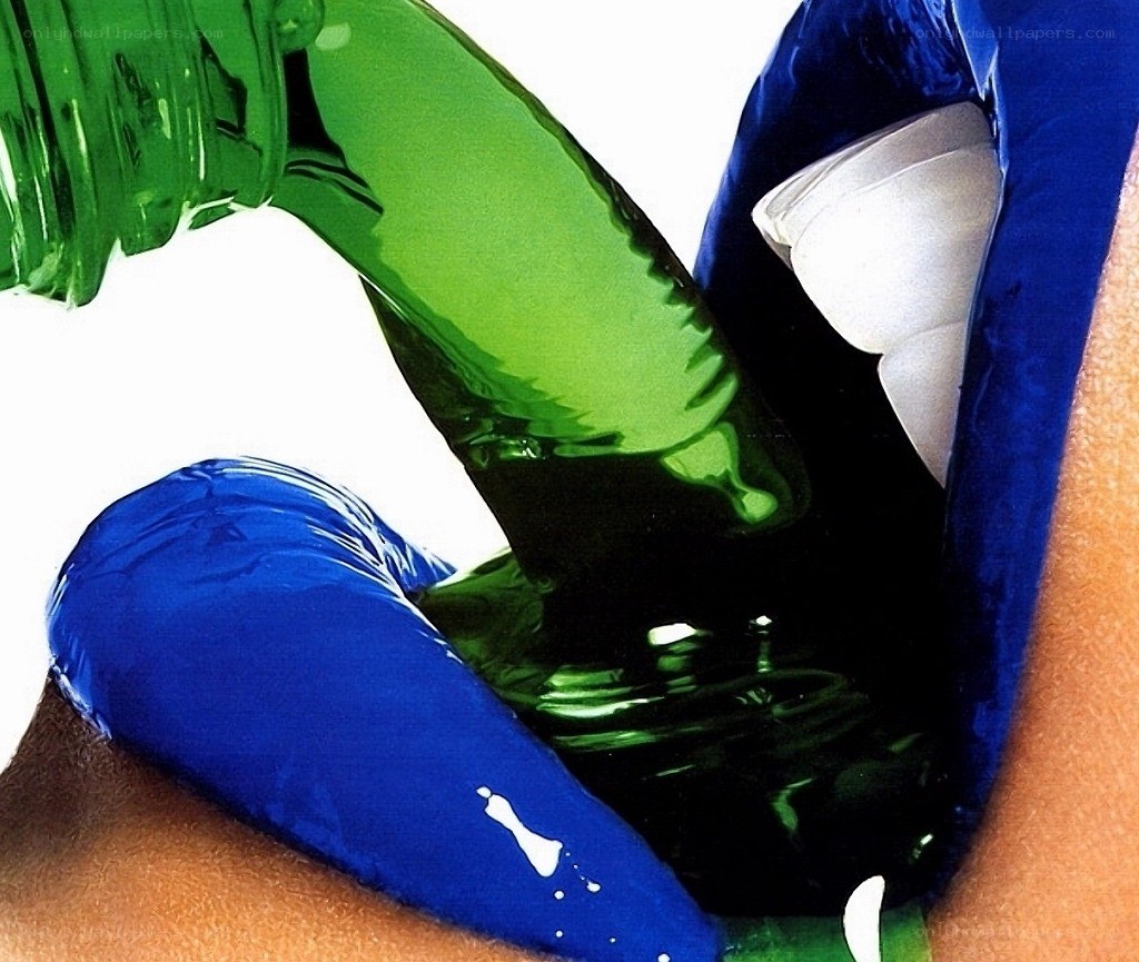 blue and green liquid pouring
