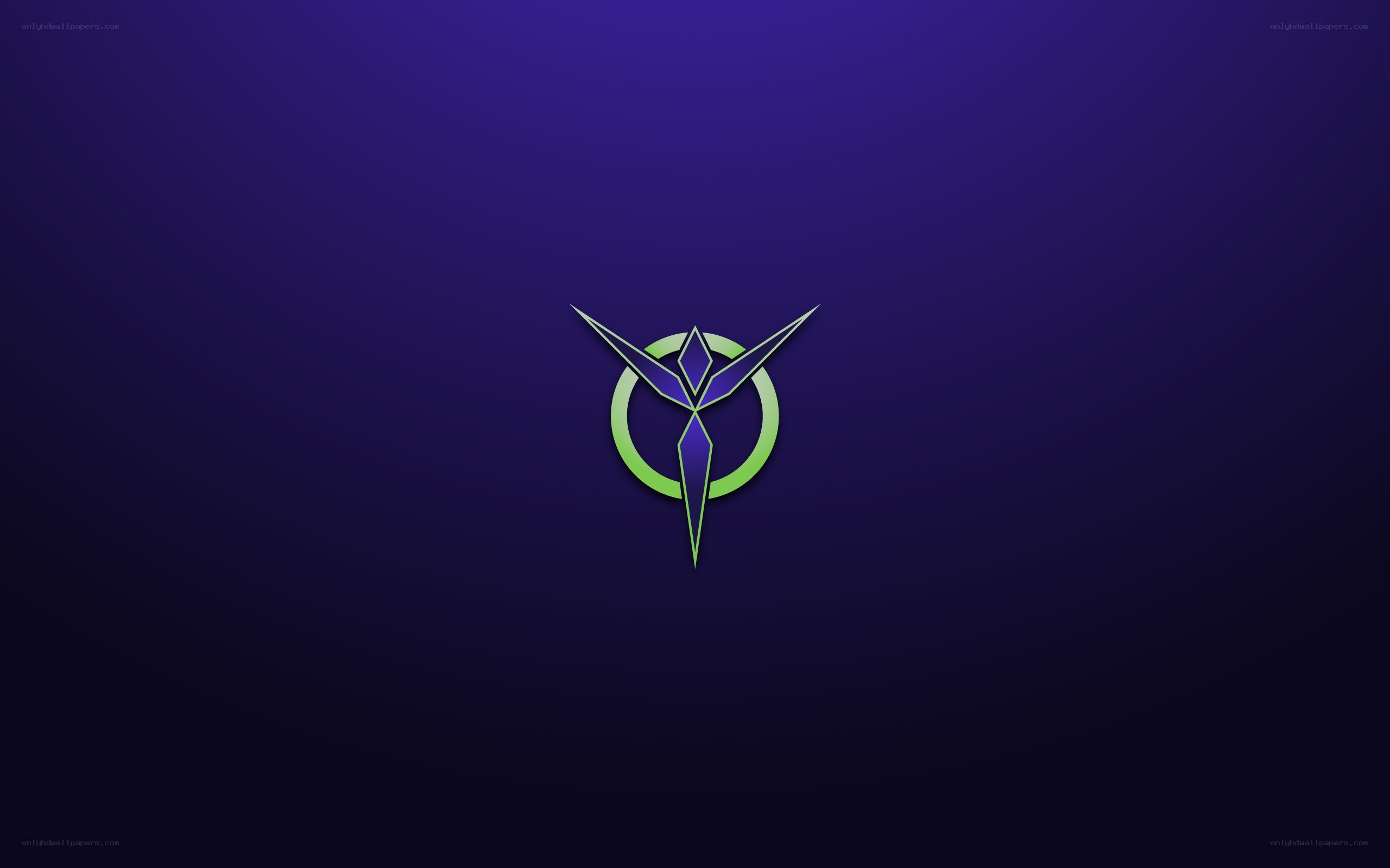 blue and green logo on dark background