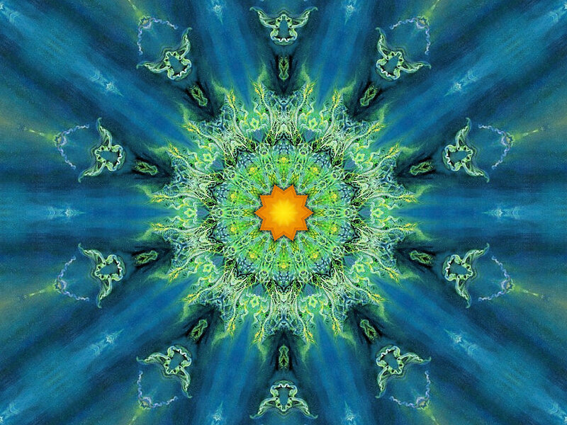 blue and green mandala art