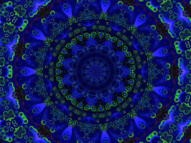 Blue and Green Mandala — Hypnotic, Digital Art