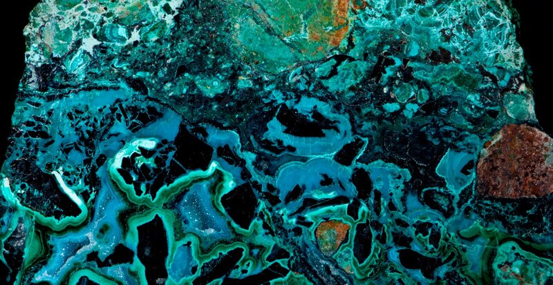 Blue and Green Mineral Formation — Natural