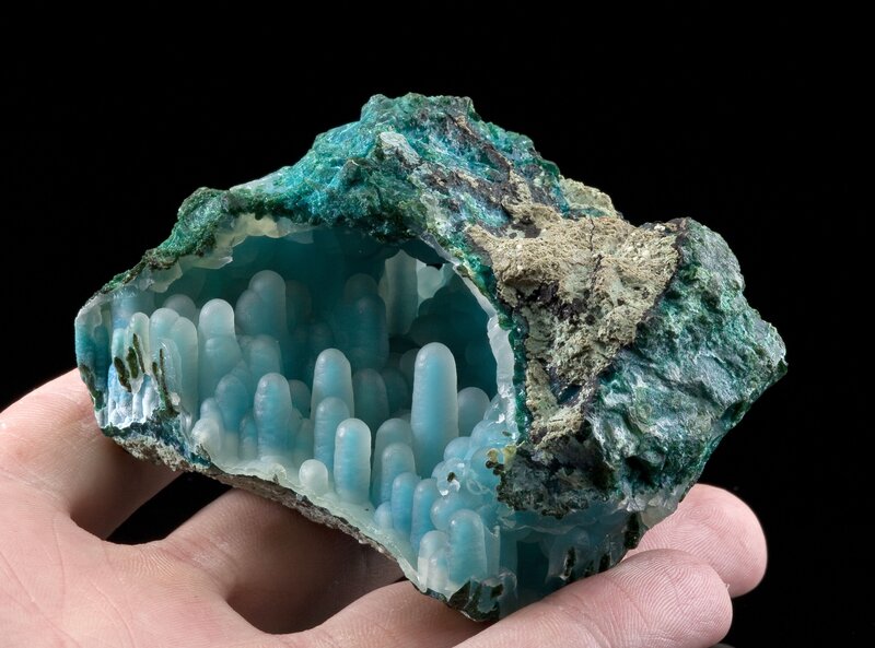 Blue and green mineral formation