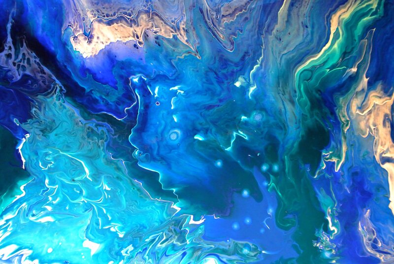 Blue and Green Paint Swirls