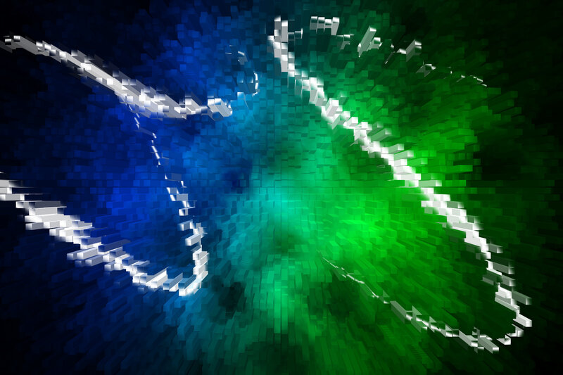 blue and green pixel art design