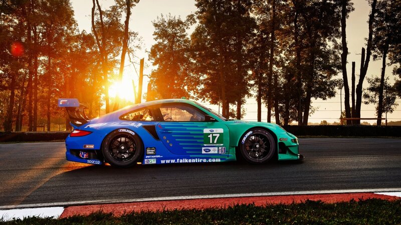 Blue and Green Race Car — Dramatic