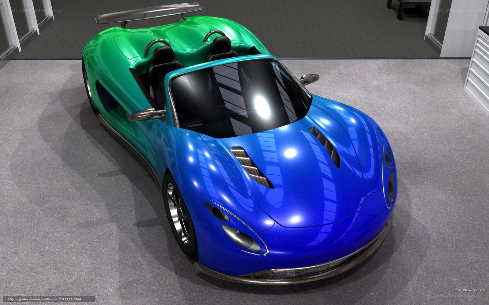 blue and green sports car