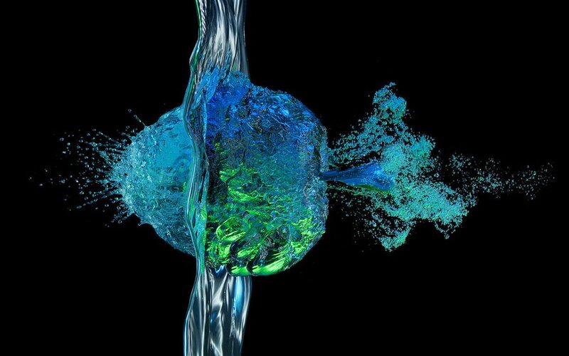 Blue and Green Water Splash