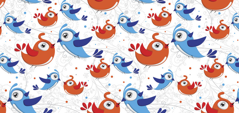 Blue and Orange Birds — Playful