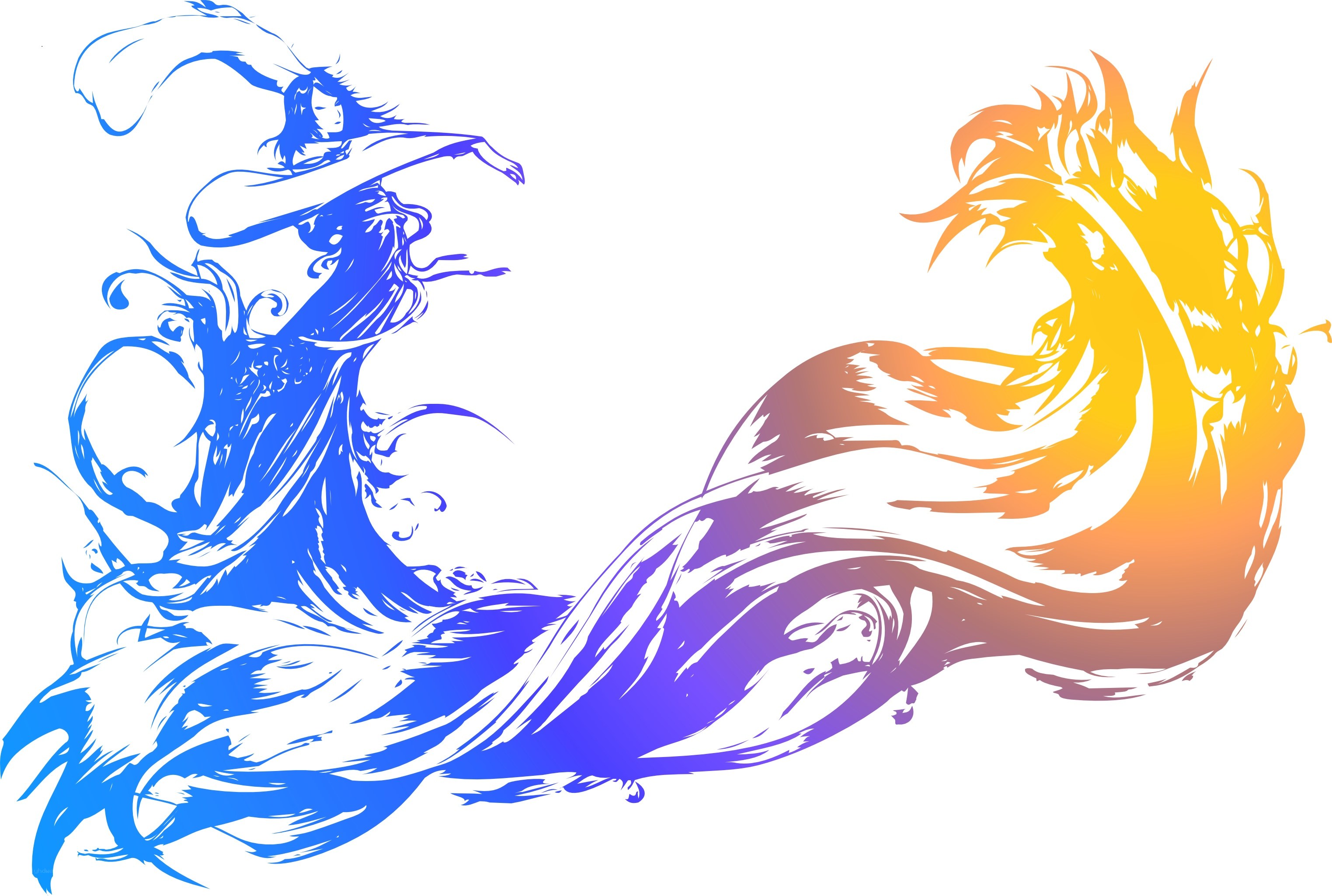 blue and orange energy dancers