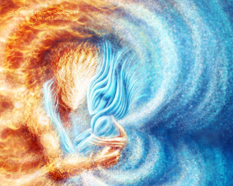 Blue and Orange Energy Swirls