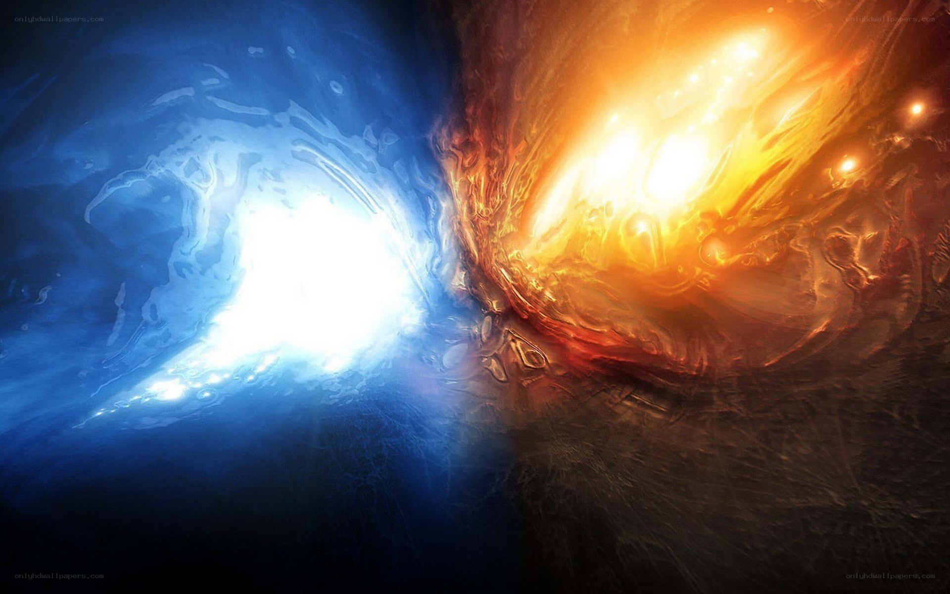 blue and orange energy vortex