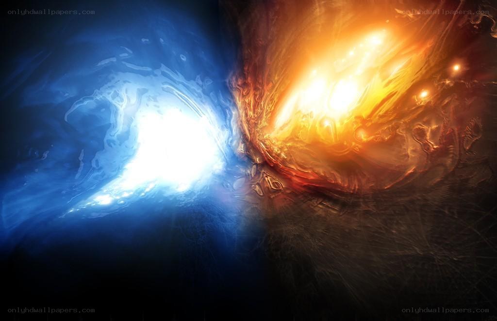 blue and orange energy vortex