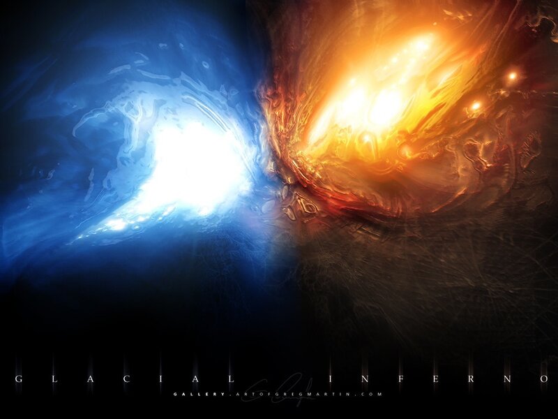 Blue and Orange Energy Vortex — Black