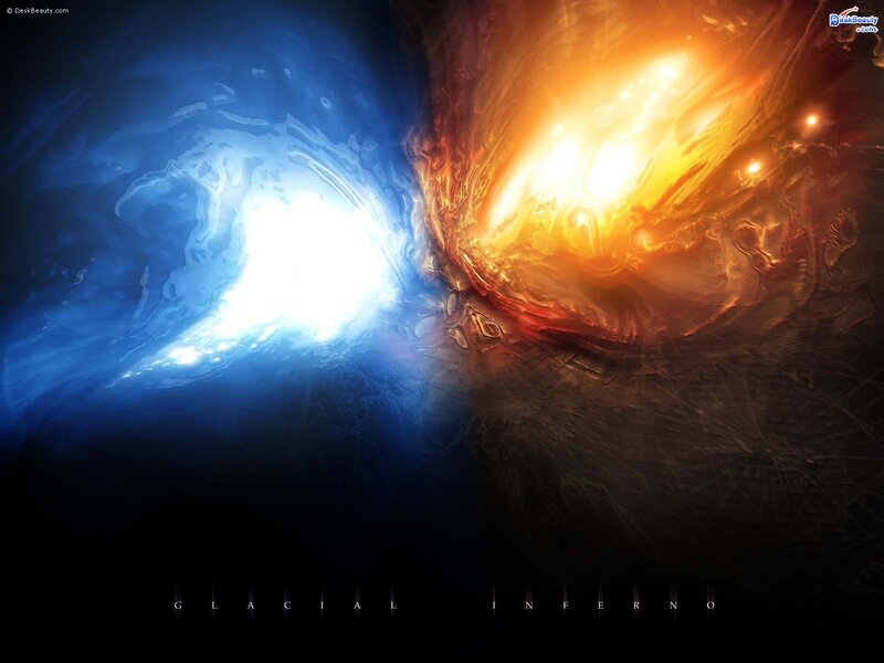 Blue and Orange Energy Vortex — Dramatic, Digital Art