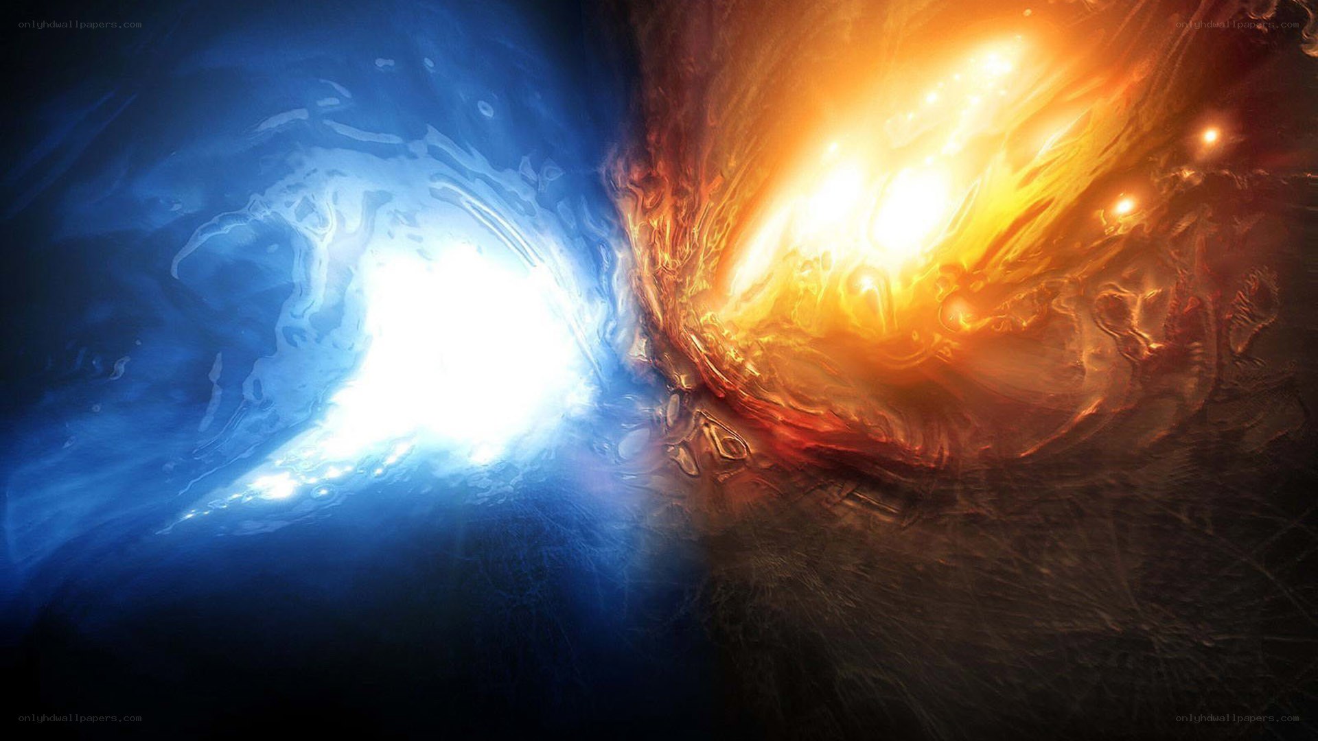 blue and orange energy vortex