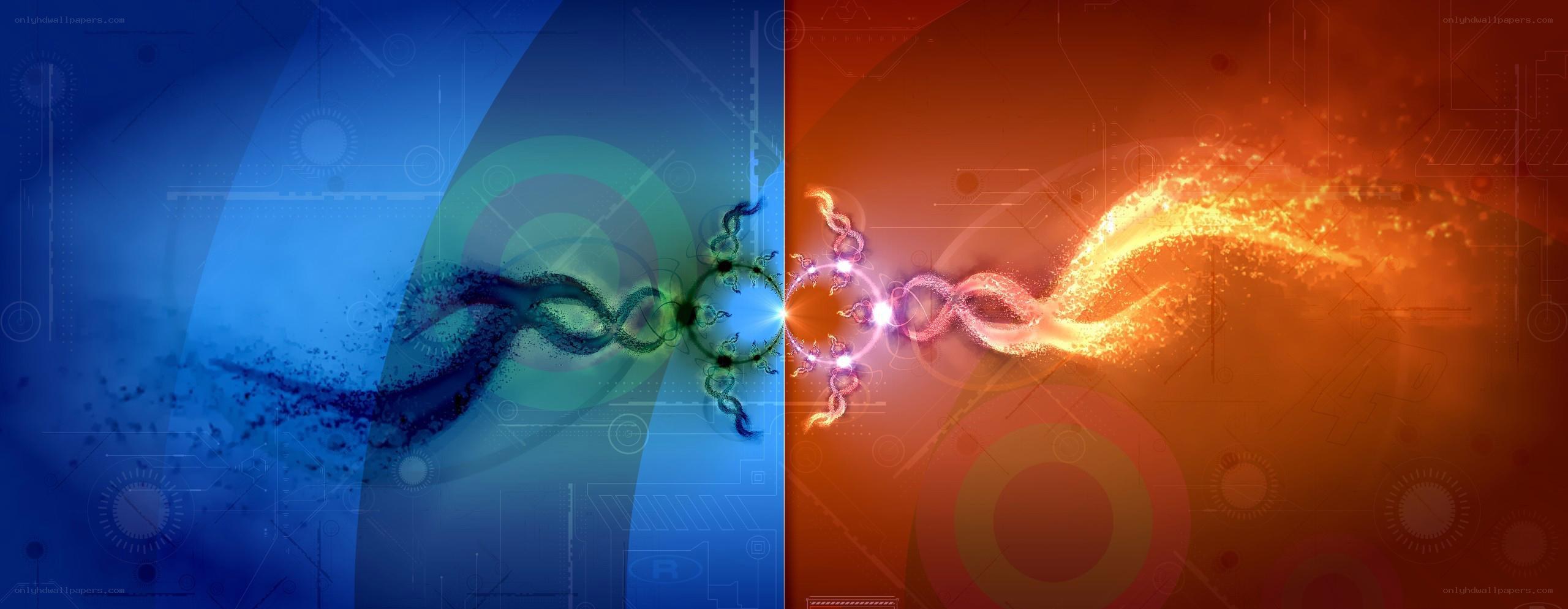 blue and orange energy waves
