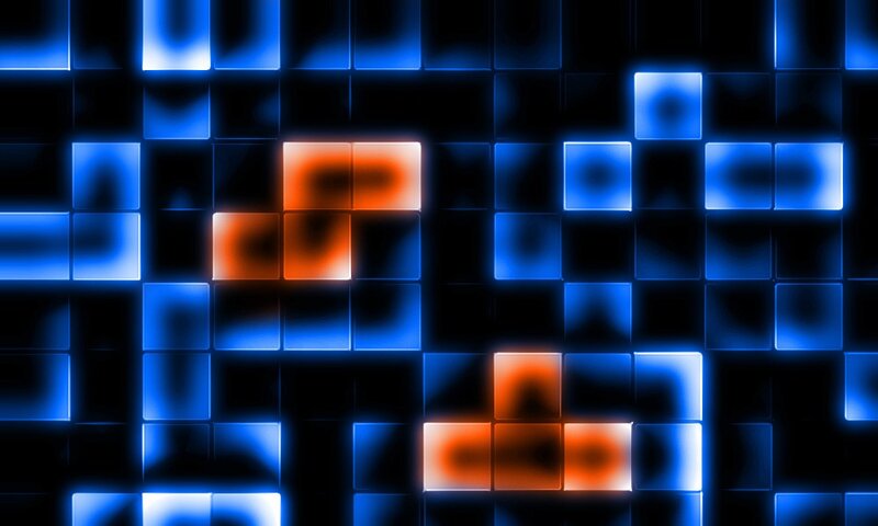 blue and orange glowing cubes